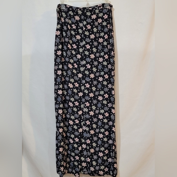 BP. Colorful Summer Floral Blooms Lightweight Navy Midi - Maxi Skirt - Size 7 - Picture 4 of 7